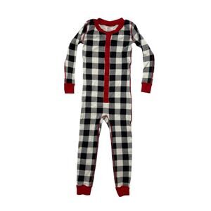 HANNA ANDERSSON Black White Buffalo Plaid One Piece Pajama Sz 4 100 Kids *READ*